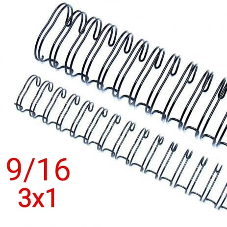 Wire-o 9/16 para encadernação 3x1 A4 Preta para 110 folhas 100 und. 1